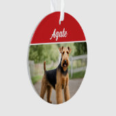 Schattigee Airedale Terrier Hond Vakantie Kerstfot Ornament (voorkant)