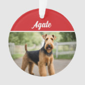 Schattigee Airedale Terrier Hond Vakantie Kerstfot Ornament (voorkant)