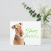 Schattigee Airedale Terrier Puppy Dog Happy Birthd Briefkaart (Staand voorkant)