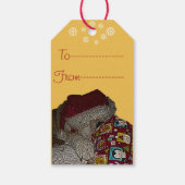 Schattigee akita hond rode santa hoed kerstcadeaut cadeaulabel (Achterkant)