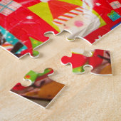 Schattigee akita in rode kerstmuts voor kerst legpuzzel (Zijkant)