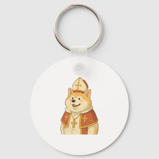 Schattigee Akita Pope - Funny Dog Design Sleutelhanger (Voorkant)