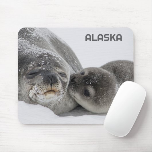 Schattigee Alaska Baby Seal en Mom Muismat (Met muis)
