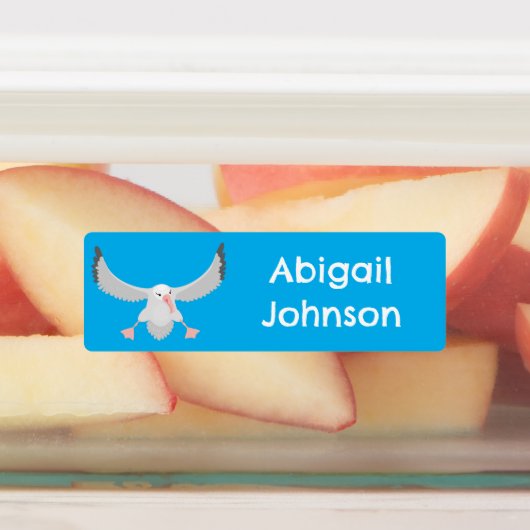 Schattigee albatros vogelvlucht cartoon gepersonal labels (Aangebracht)