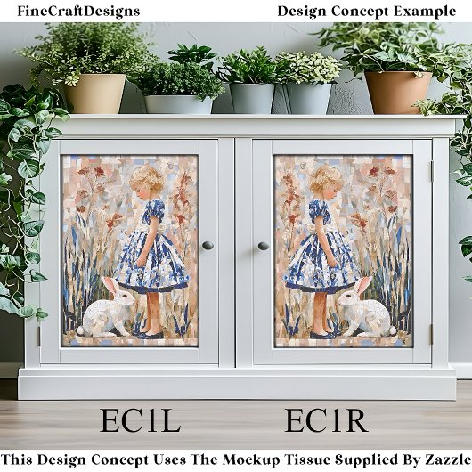 Schattigee Alice Geïnspireerd Mozaïek Portret EC1R Tissuepapier