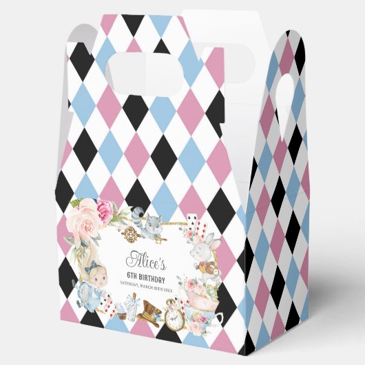 Schattigee Alice in Wonderland Verjaardagsthee Par Bedankdoosjes (Geopend)