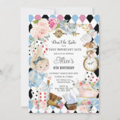 Schattigee Alice in Wonderland Verjaardagsthee Par Kaart (Voorkant)