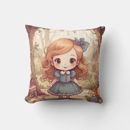 Schattigee Alice in Wonderland Whimsical Woodland  Kussen (Voorkant)