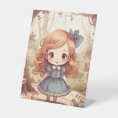 Schattigee Alice in Wonderland Whimsical Woodland  Reclamebord Met Voetstuk (Voorkant)