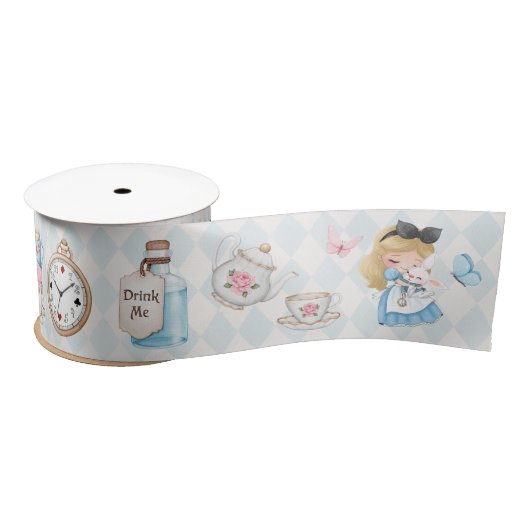 Schattigee Alice in Wonderland White Rabbit Satijnen Lint (Spoel)