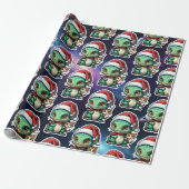Schattigee Alien en Cat in Space Cadeaupapier (Uitgerold)