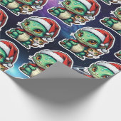 Schattigee Alien en Cat in Space Cadeaupapier (Hoek)