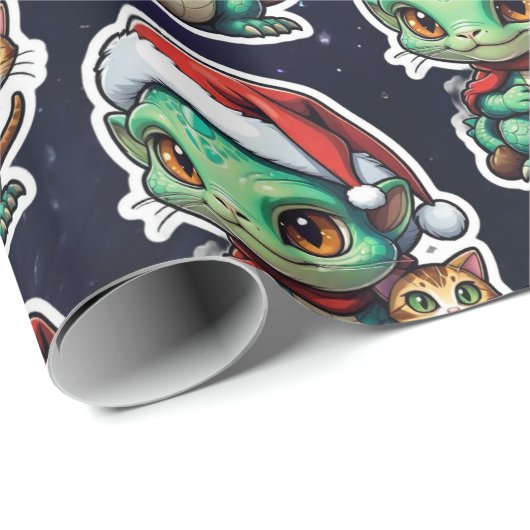 Schattigee Alien en Cat in Space Cadeaupapier (Rol Hoek)