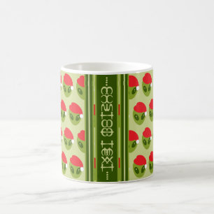 Schattigee Alien in Santa Hat Motif Jouw tekst in Koffiemok