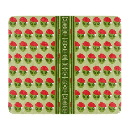 Schattigee Alien in Santa Hat Motif Jouw tekst in Snijplank (Voorkant)