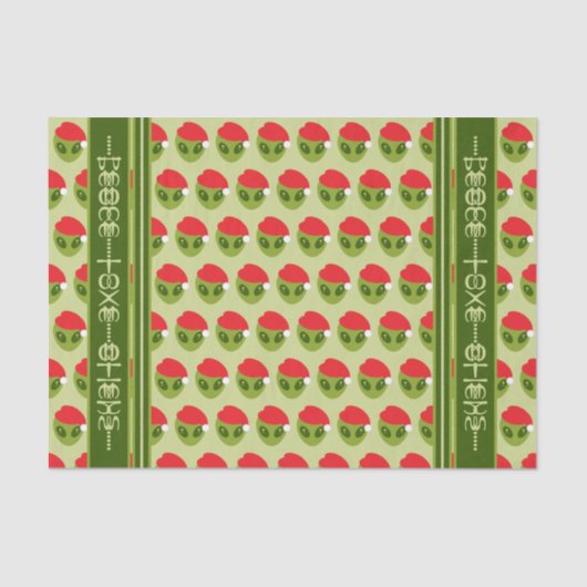 Schattigee Alien in Santa Hat Motif Jouw tekst in  Tissuepapier (Voorkant)