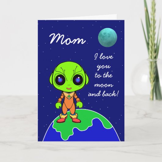 Schattigee Alien Moederdag Kaart door Jo Afbeeldin (Voorkant)