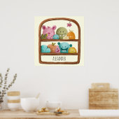 Schattigee Alien Monster Toys Gepersonaliseerde Ki Poster (Keuken)