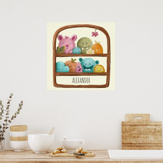 Schattigee Alien Monster Toys Gepersonaliseerde Ki Poster (Keuken)