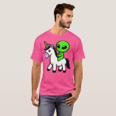 Schattigee Alien Riding Unicorn T-shirt (Voorkant volledig)