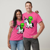 Schattigee Alien Riding Unicorn T-shirt (Unisex)