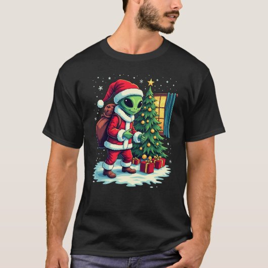 Schattigee Alien Santa T-shirt – Kerst Speelgoed L (Voorkant)