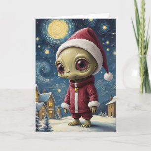 Schattigee Alien UFO Sterrennacht Kerst Custom Tex Kaart
