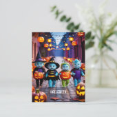 Schattigee Aliens Trick of Behandelaars Halloween  Briefkaart (Staand voorkant)