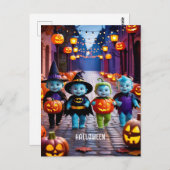 Schattigee Aliens Trick of Behandelaars Halloween  Briefkaart (Voorkant / Achterkant)