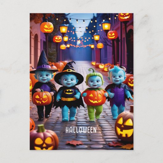 Schattigee Aliens Trick of Behandelaars Halloween  Briefkaart (Voorkant)