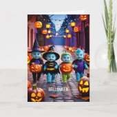 Schattigee Aliens Trick of Behandelaars Halloween  Kaart (Voorkant)