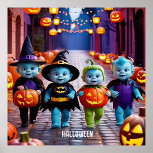 Schattigee Aliens Trick of Behandelaars Halloween  Poster