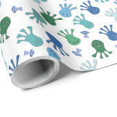 Schattigee Aliens Verjaardagsfeestje Wrapping Papi Cadeaupapier (Rol Hoek)