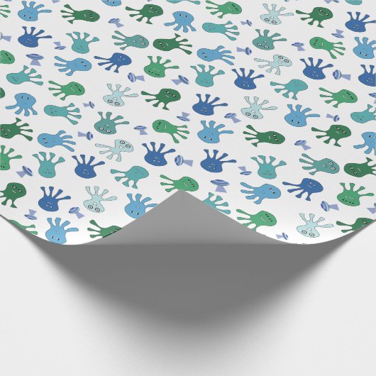 Schattigee Aliens Verjaardagsfeestje Wrapping Papi Cadeaupapier (Hoek)