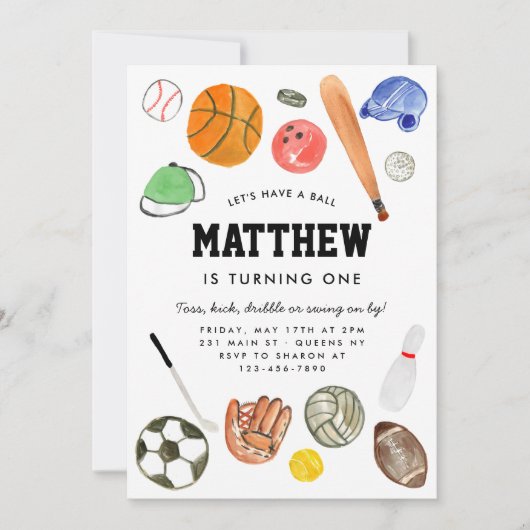 Schattigee All Star Sports Balls Team Kind Boy Ver Kaart (Voorkant)