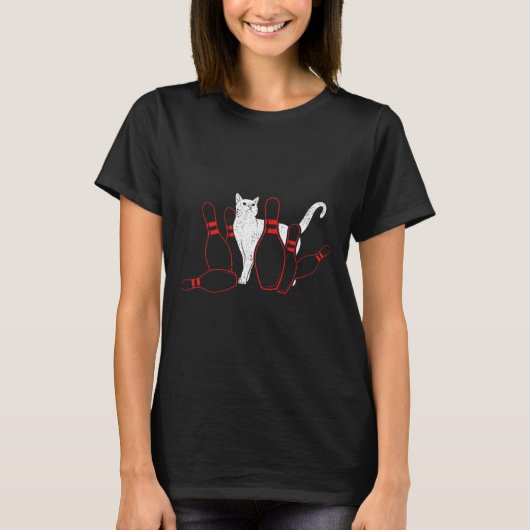 Schattigee Alley Cat Knocking Bowler Tipping Bowli T-shirt (Voorkant)