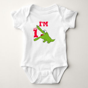 Schattigee Alligator 1e Verjaardag T Shirt, Creepe Romper