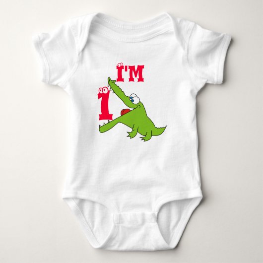 Schattigee Alligator 1e Verjaardag T Shirt, Creepe Romper (Voorkant)