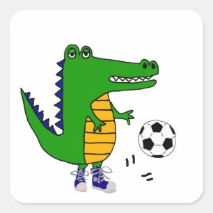 Schattigee Alligator die Voetbal of Football Carto Vierkante Sticker
