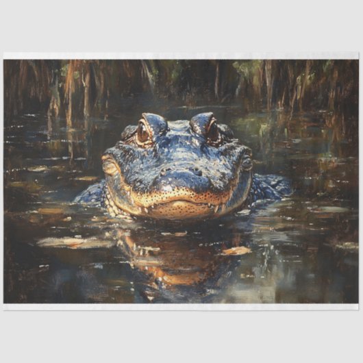 Schattigee Alligator in de Everglades Decoupage Tissuepapier (Voorkant)