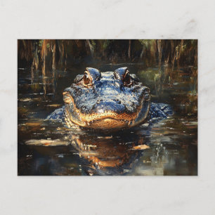 Schattigee alligator in het schilderij Florida Eve Briefkaart