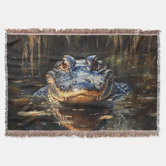 Schattigee alligator in het schilderij Florida Eve Deken (Voorkant)