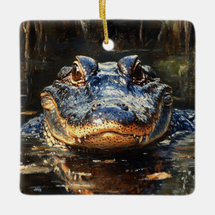 Schattigee alligator in het schilderij Florida Eve Keramisch Ornament