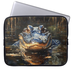 Schattigee alligator in het schilderij Florida Eve Laptop Sleeve