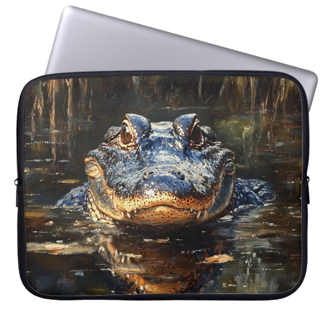 Schattigee alligator in het schilderij Florida Eve Laptop Sleeve (Voorkant)