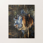Schattigee alligator in het schilderij Florida Eve Legpuzzel (Verticaal)