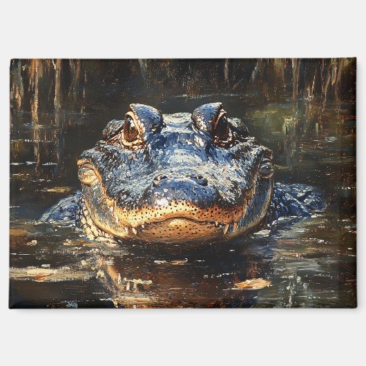 Schattigee alligator in het schilderij Florida Eve Magneet (Voorkant)