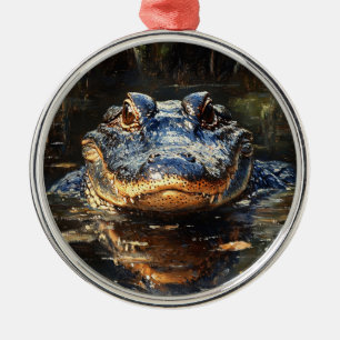 Schattigee alligator in het schilderij Florida Eve Metalen Ornament