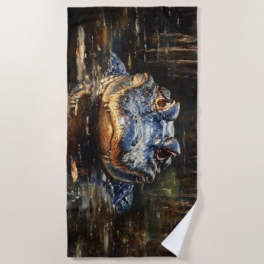 Schattigee alligator in het schilderij Florida Eve Strandlaken (Voorkant)