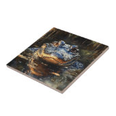 Schattigee alligator in het schilderij Florida Eve Tegeltje (Zijkant)